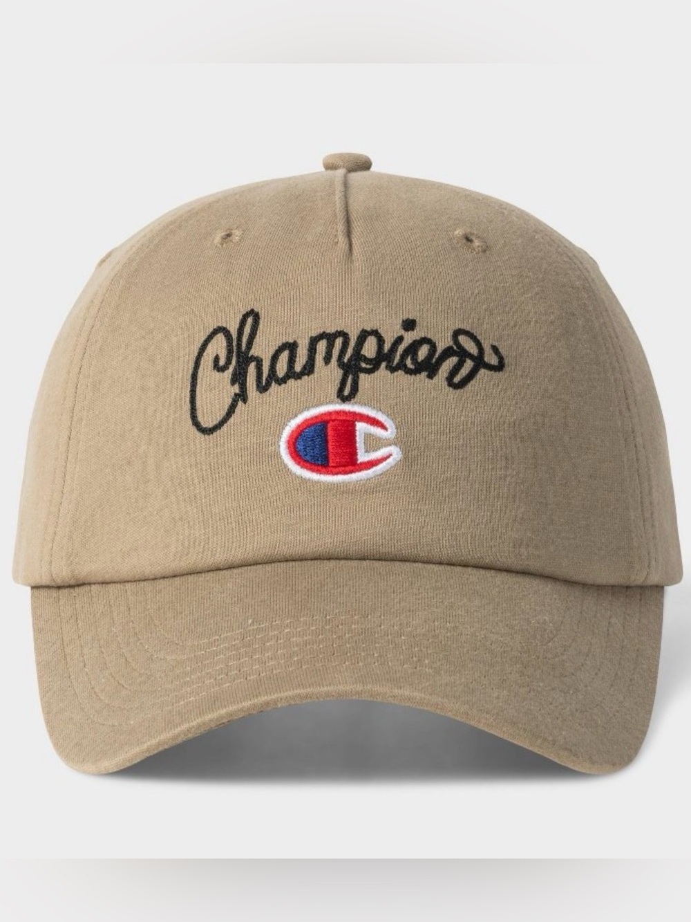 New Champion Adult Script Jersey Baseball Khaki Tan 90s Dad Hat Neutral Summer